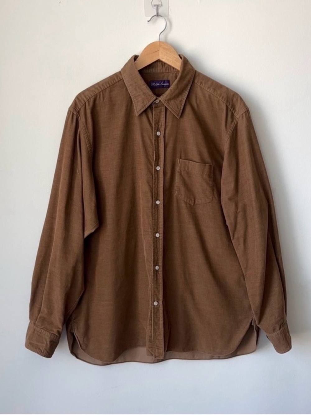 Ralph Lauren Purple Label Corduroy Shirt Size 17.5 Fine Wale Made in Italy